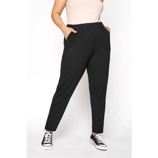 Yours Curve Yours Curve Black Double Pleat Stretch Jersey Joggers