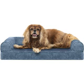 Furhaven Cooling Gel Hundeseng til mellemstore/sm hunde m/ aftagelige bolster & vaskbart betrk til hunde op til 35 lbs - Faux Fur & Velvet Sofa