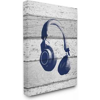 B?rnev?relset af Stupell Hovedtelefoner Bl? print p? planker strakt l?rred v?gkunst 16 x 20 flerfarvet