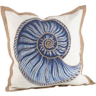 Saro Lifestyle 5434.NB20S Nautical Spiral Shell Print Down Filled Throw Pillow Navy Blue 20 """"