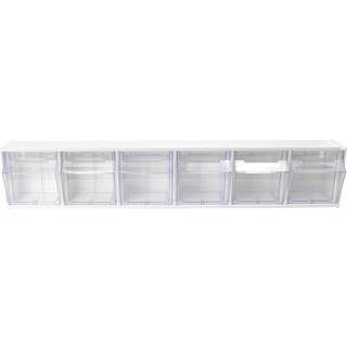 Deflecto Interlocking Tilt Bin 6 Bin Unit Clear and White 23-5/8 X 4-1/2 X 3-5/8 (20603OP)