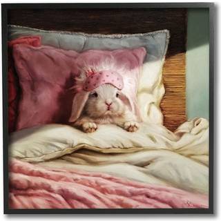 Stupell Industries Bunny Rabbit hviler i sengen off-white pink designet af Lucia Heffernan lærred vægkunst 24 x 24