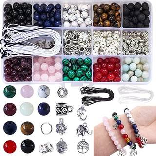 Fishdown 418 PCS 8mm Crystal Perles til smykker Making Natural Stone Healing Perler til armb?nd Gemstone Beading & Jewelry Necklace Making DIY Ki