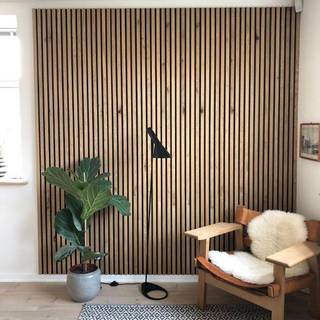 Frøslev bolig akustik ege lameller/grå akustik dug  2400x611x24mm