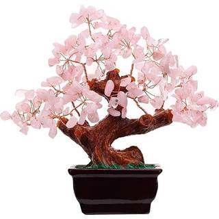 Parma77 Feng Shui Natural Rose Pink Quartz Crystal Money Tree Bonsai Style Decoration For rigdom og held