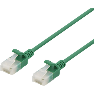 DELTACO U/UTP Cat6a patch cable, slim, 3,5mm diameter, 0,3m, green