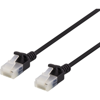 DELTACO U/UTP Cat6a patch cable, slim, 3,5mm diameter, 0,3m, black