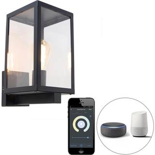 Smart udendørs væglampe sort med glas 30 cm inkl. Wifi ST64 - Rotterdam
