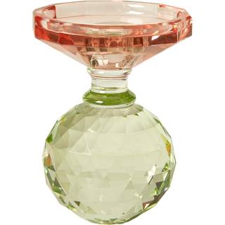 Noa lysestage glas - rosa/grøn