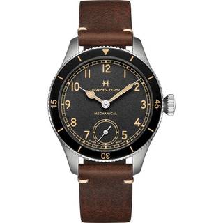 Hamilton Khaki Aviation Pilot Pioneer Mechanical Black Dial Brown Leather Strap Men’s Watch H76719530