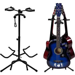 Guitarstativ til 3 guitarer - justerbar højde 60-105 cm og vippestøtte