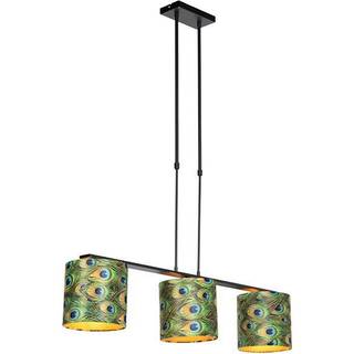 Pendellampe med fløjlslampeskærme påfugl med guld 20 cm - Combi 3 Deluxe