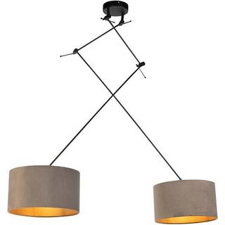 Hængende lampe med fløjlsfarver taupe med guld 35 cm - Blitz II sort
