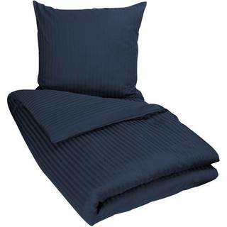 Sengetøj i 100% Bomuldssatin - 150x210 cm - Mørkeblåt ensfarvet sengesæt - Borg Living sengelinned