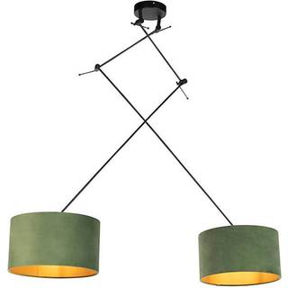 Hængende lampe med fløjl nuancer grøn med guld 35 cm - Blitz II sort