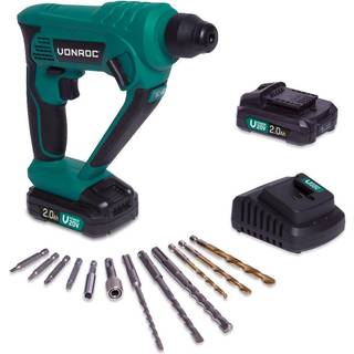 VONROC Borehammer 20V - Pneumatisk - 1.3 Joule | Inkl. 2x 2.0Ah akku og oplader