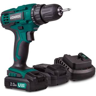 VONROC Bore-/skruemaskine 20V | Inkl. 2x 2.0Ah akku og oplader
