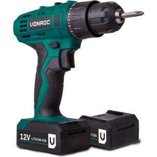 VONROC Bore-/skruemaskine 12V | Inkl. 2x akku og oplader