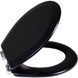 Dalton toilet s?de Round Soft Close - Black Rustic Wood Round Standard toiletstol til badev?relse - Design House 561241 -BLK