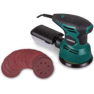 VONROC Excentersliber - 300W - Ø125mm - slibemaskine | Inkl. støvsamler og sandpapir 12 stk.