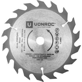 VONROC Savklinge - 150 x 16 x 2,0/1,1 mm | Universel | 18 tænder | Til Rundsav