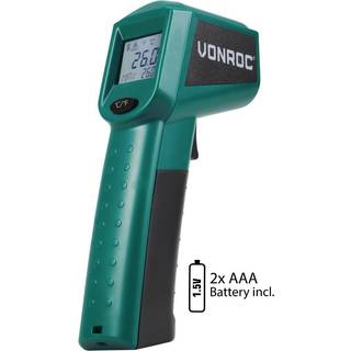 VONROC Termometer - Digitalt - infrarødt | Batteridrevet | med laser | Inkl. 2x AAA Batterier