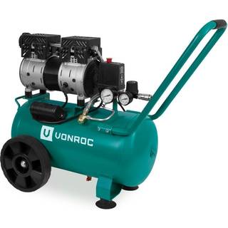 VONROC PRO Kompressor - 750W | 8 BAR | Støjsvag - 57,5dB | Oliefri - 24 Liter - Grøn