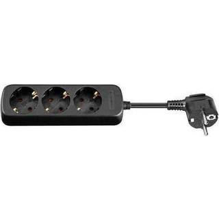 MICROCONNECT 3-way Schuko Socket 5M Black
