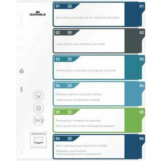 Durable printbart register a4+ 6-delt 1-6 farve+indsats pp.