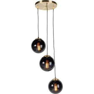 Art deco hængende lampe messing med sort glas 3-lys - Pallon