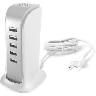 Dudao 5x USB oplader med indbygget EU strømkabel - Hvid