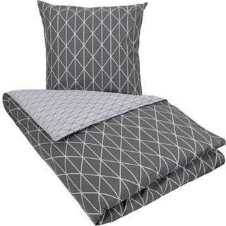 Sengetøj dobbeltdyne - 200x220 cm - Harlequin grey - Gråt sengetøj - 2 i 1 design - Dynebetræk i 100% Bomuld