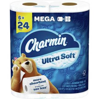 Charmin Ultra bl?dt toiletpapir 6 mega ruller = 24 almindelige ruller