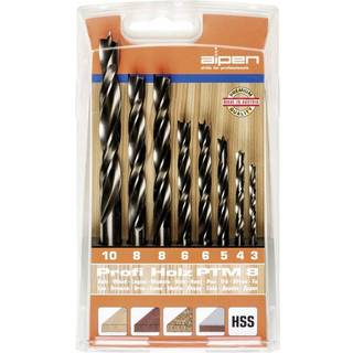 Alpen 600093100 Træ-spiralbor-sæt 8 dele 3 mm, 4 mm, 5