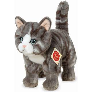 Teddy Hermann - Stående kat gråstribet 20 cm