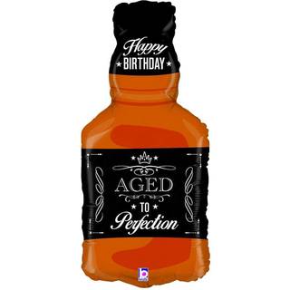 Whiskyflaske folieballon 33″ – 84 cm Happy Birthday