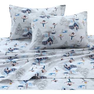 Tribeca Living 100% bomuld Flannel lagner S?t - Deep Pocket 170-GSM Ultra bl?dt og hyggeligt senget?j til vinter Twin Snowman Navy/Red