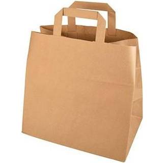 50 stk. Papirpose 26x17x25 cm 11 L brun papir med hank