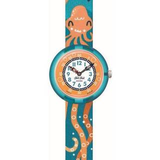 Flik Flak Ten-Tickles Quartz White Dial Green Recycled PET Strap Kids Watch FBNP177