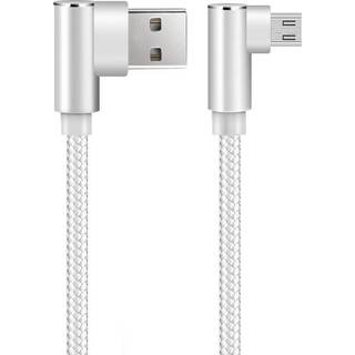 SiGN Vinklet USB-A til Micro-USB kabel 1m - Hvid