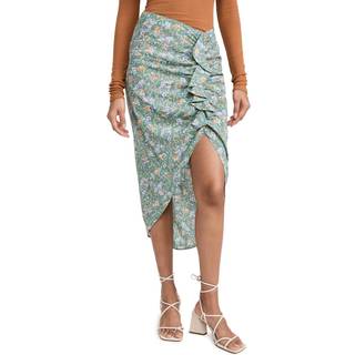 Veronica Beard Hazel floral asymmetric midi skirt - blue - L