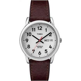 Timex Men's Basic Round Brown Leather Strap Silver Dial Watch T20041