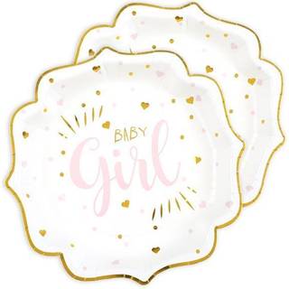 Baby Shower paptallerkner Pige Ø23 cm. - 8 stk.