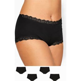 Yours Curve Yours Curve Black Lace Trim 100% Cotton Shorts 4 Pack