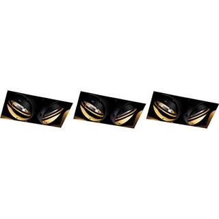 Sæt med 3 indbyggede spotlights sorte GU10 AR111 trimless 2-lys - Oneon