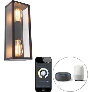 Smart væglampe sort 38 cm 2-lys IP44 inkl. Wifi ST64 - Charlois