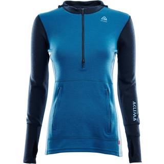 Aclima WarmWool Hoodsweater with Zip Woman Navy Blazer/Blue Sapphire/Azure Blue, Navy Blazer / Blue Sapphire / Azure Blue, L