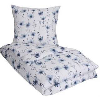 Flonel dobbelt sengetøj 200x200 cm - Blødt blomstret sengesæt - Flower Blue - 100% bomuldsflonel - By Night sengelinned