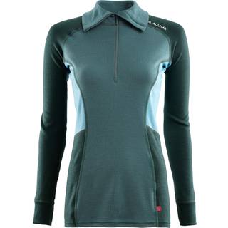 Aclima Warmwool Polo w/zip, n.atlantic / green gables-XL
