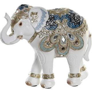 DKD Home Decor Dekorativ figur DKD Home Decor Elefant Blå Hvid Harpiks Kolonistil (15 x 6 x 13 cm)